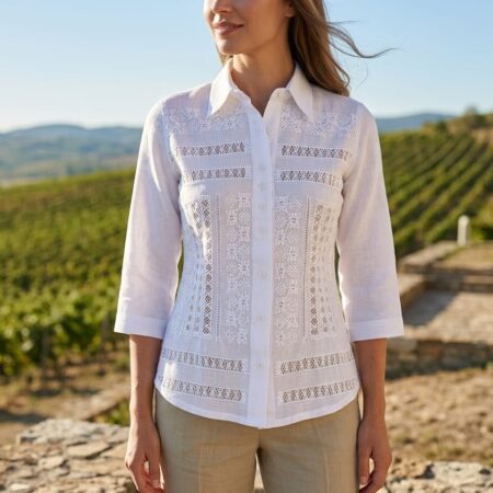 BLUSA AO POI CON YSYPO MANGAS 3/4 BLANCO